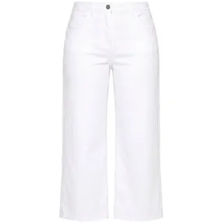 Ulla Popken Regular-fit-Jeans Jeans-Culotte wadenlang weites Bein Marlenehose weiß 46