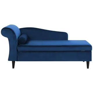 Beliani Linksseitige Luiro Samtstoff Marineblau mit Stauraum