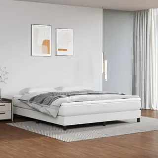 BAZZI Boxspringbett 160 x 200 cm Polsterbett Komplettes Bettset Mit Lattenrost Weiß-17 Kunstleder Jugendbett für Jugendzimmer, Futonbett