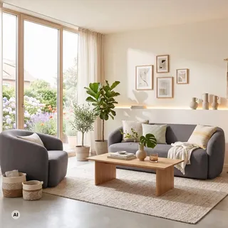 Mr. Deko Couch Strukturstoff 2-Sitzer Grau