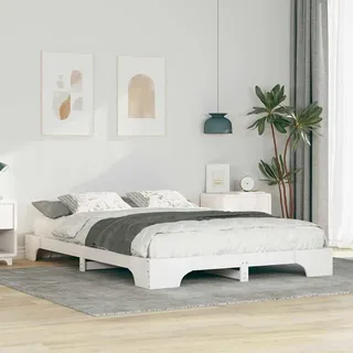 Generisch Massivholz Bettgestell 140 x 220 cm, Bed Frame aus Stabiler Kiefer, minimalistisches Design, langlebige Konstruktion, leicht zu pflegen, geeignet für Schlafzimmer (Weiß)