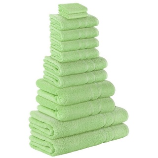 StickandShine Handtuch Set »4x Gästehandtuch 2x Handtücher 4x Duschtücher 2x Badetuch als SET in verschiedenen Farben (12 Teilig) 100% Baumwolle 500 GSM Frottee 12er Handtuch Pack«, (Spar-SET) grün