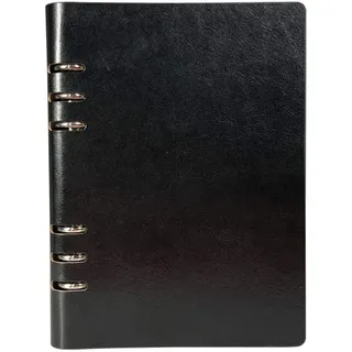 Nachfüllbares A5-Notizbuch, PU-Leder, lose Blätter, Notizblock, klassisch, liniert mit Tasche für Business-Meetings, Reisetagebuch (schwarz)