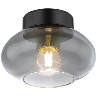 GLOBO Rauchglas Deckenlampe 1x E27 Metall schwarz