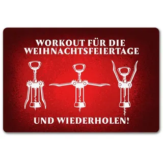 speecheese Fußmatte Weihnachtsfeiertage Wein Workout mit Korkenzieher Fußmatte in 40x60 40 cm
