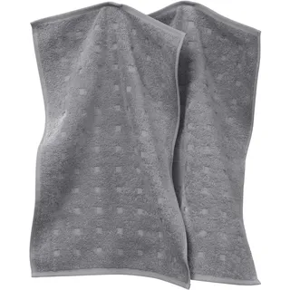 Möve Gästetuch Quadretti 2er-Pack Walk-Frottier grau Größe 30x50 cm