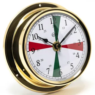 Barigo 684MSFS Regatta Quarzuhr, Glas, Messing-Gehäuse poliert | 3-Minuten-Sperrsegmenten, Schiffsuhr, maritime Wanduhr, maritimes Design, 125x40 mm Breite/Tiefe