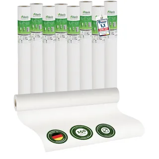 Glattvlies 8er-Set Renoviervlies Untertapete – 25,00 m × 1,00 m - 150g/m2 | Weiße Vliestapete, 150 g/m2; überstreichbar, rissüberbrückend, Tapete weiß – Malervlies für Wände und als Anstrichvlies