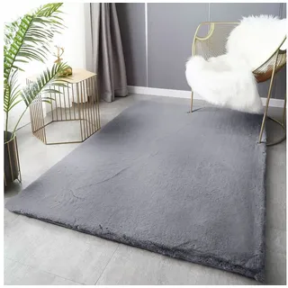 Vimoda Hochflor-Teppich Softy,hochwertiger Fellteppich Wohnzimmer, Rechteckig, Höhe: 25 mm, Eleganter langflor Läufer, Einfarbig, kuschelig, waschbar grau Rechteckig | 160 cm x 230 cm x 25 mm