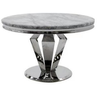 JVmoebel Esstisch Luxus Esstisch Runder Tisch Esszimmer Marmor Design Tische Rund (1-St., 1x nur Esstisch), Made in Europa grau|silberfarben