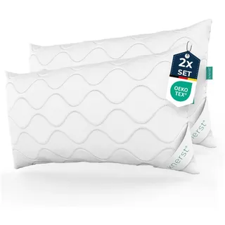 KNERST Kopfkissen Microfaser KomfortFlex Kopfkissen 95°C waschbar, Füllung: 100% Polyester, Seitenschläfer, Bauchschläfer, Rückenschläfer, 2er Set, Microfaser-Kopfkissen KomfortFlex 65x65 cm, höhenverstellbar weiß 65 cm x 65 cm