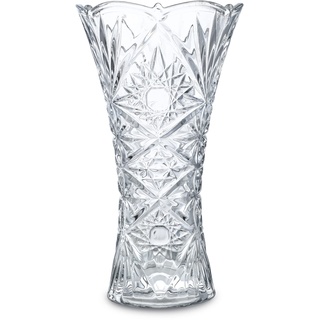 Transparente Kristallvase, Glas-Blumenvase, verdickendes Design, geeignet für Heimdekoration, Tafelaufsätze, Hochzeit, Muttergeschenk, 23,9 cm hoch