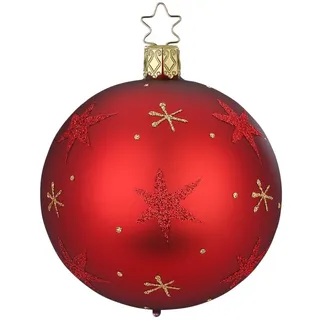 INGE-GLAS® Weihnachtsbaumkugel Sternenhimmel, chianti matt Ø8cm (1 St), mundgeblasen, handbemalt rot