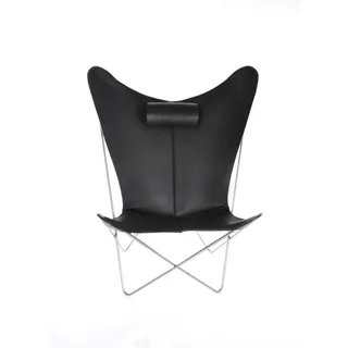 KS Chair Ledersessel Edelstahl Schwarz