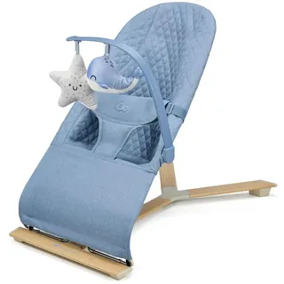 Kinderkraft MIMI - Babyliege - 3-stufige Rückenlehne - leicht und zusammenklappbar - skandinavisches Design - weiches Material - Nordic Breeze - Blau