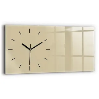 Tulup Wanduhr Glasuhr Rechteckige Wanduhr 60x30 cm Uhr aus Gehärtetem Glas beige|braun