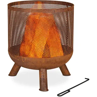 Feuerkorb Feuertonne Feuerschale Brennkorb Brennkessel rund braun Feuerstelle