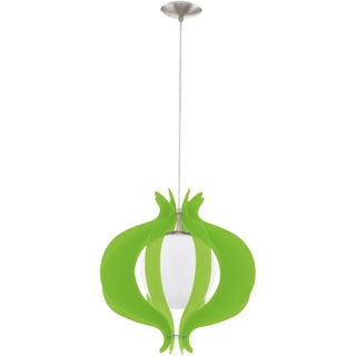 Pendelleuchte Hängelampe Wohnzimmerleuchte Küchenleuchte Esszimmerlampe, Metall Glaskugel grün nickel-matt, E27, H 110 cm