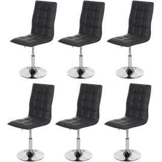 Mendler 6er-Set Esszimmerstuhl HWC-C41, Stuhl Küchenstuhl, höhenverstellbar drehbar, Kunstleder ~ grau