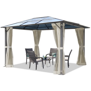 TOOLPORT Pavillon Gartenpavillon Moonlight Deluxe crème, mit 4 Seitenteilen, mit 4 Moskitonetzen