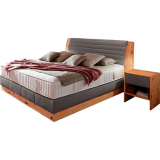 ADA premium Boxspringbett Chalet, Grand Comfort TF 1000 PM, Zirbenholz natur geölt braun|grau 183 cm x 219 cm