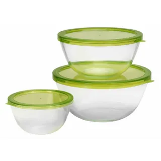 Lacers Salatschüssel Lacers PurpleLine 6-tlg. Glas-Salatschüssel-Set mit Deckeln, stapelbar, (6-tlg)