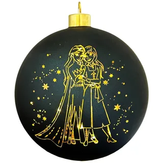 Disney Glas-Kugel mit Beleuchtung Frozen Anna und Elsa Groß Ø 15 cm Schwarz