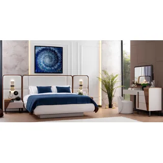 JVmoebel Schlafzimmer-Set JVMoebel Schlafzimmer Garnitur in Weiß mit Schminktisch und Hocker, (6-tlg), Made in Europa weiß