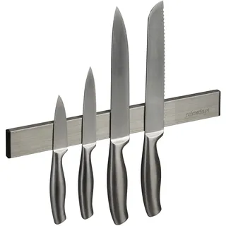 Relaxdays Magnetleiste 30 cm lang, Wand Magnetschiene für Messer & Werkzeug, Silber/schwarz