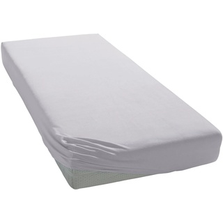 Spannbettlaken ESTELLA "Feinjersey-Spannbettuch" Laken Gr. B/L: 180-200 cm x 200 cm (1 St.), Jersey, 20 cm, grau (platinfarben) Spannbettlaken Rundumgummi