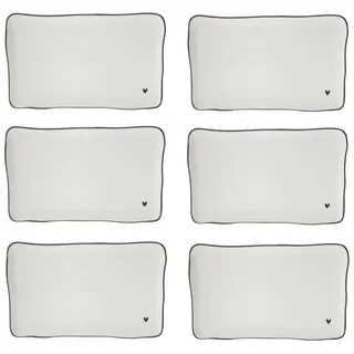 Bastion Collections 6er Set Servierplatten Teller Heart rechteckig 22x13cm
