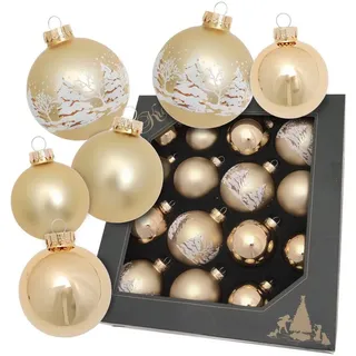 Krebs Glas Lauscha Weihnachtskugeln Gold Waldset 16-tlg. 5-7cm