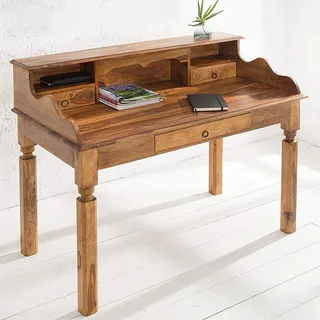 cagü exklusiver Sekretär & Schreibtisch Salem mit 3 Schubladen Sheesham massiv Holz 115cm