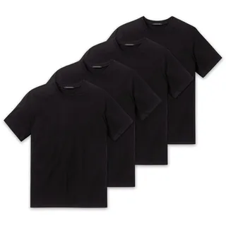 SCHIESSER Herren American T-Shirt 4er Pack - 1/2 Arm, Unterhemd, Rundhals Schwarz L