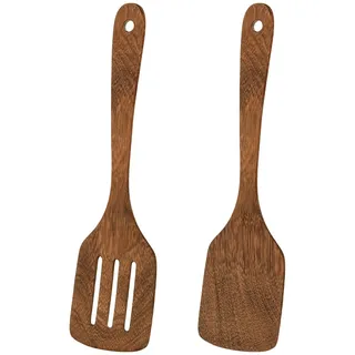 Chstarina 2 Stück Pfannenwender Holz, Küchenutensilien, Schlitzwender, Holz Kochbesteck-Set, Hitzebeständig, Küchenhelfer, Holzspatel Küche, Kochgeschirr für Kochen, Küche, Restaurant