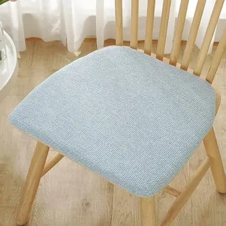 Mkuha Stuhlkissen Sitzkissen mit Haltebändern, Baumwollfaden Sitzauflage für Innen, Gefüllte Harte Baumwolle, Anti-Rutsch, Abnehmbar, D Form 42x40x3cm,Blau