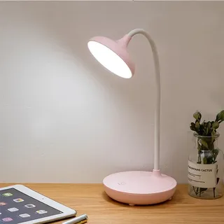 Nachttischlampe Touch Dimmbar, Tischlampe Mit Ladefunktion USB, 360° Freie Biegung Augenschutz Schreibtischlampe, Kleine Lampe Für Nachttisch Schlafzimmer Wohnzimmer Babyzimmer Büro(pink)