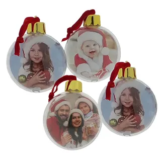 varivendo Christbaumschmuck 4x Christbaumkugeln transparent 80mm zum Befüllen (4-tlg), Baumschmuck Weihnachtskugel Weihnachtsschmuck Fotorahmen Fotokugel weiß