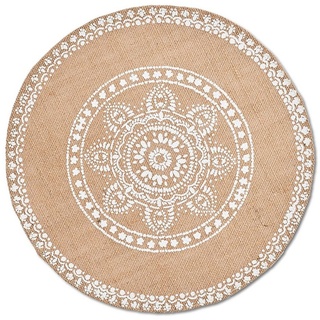 Platzset, Platzmatte Mandala Jute, rund, Zeller Present, (Stück, 1-St., 1 Platzmatte) beige|weiß