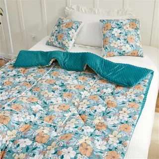 Hixingo Reisedecke und Kissen 2 in 1, Reisedecke mit Kissen Set Multifunktionale Reise Decke und Kissen 2 in 1 Weichem Flugzeug Verwandlungskissen für Urlaub, Camping (Blume 1,50 * 50cm)