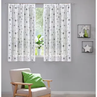 heimtexland Sterne Vorhang Kräuselband 135 x 145 cm Grau/Weiß