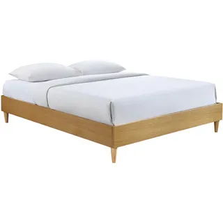 Bett für Erwachsene 160 x 200 cm mit Bettkasten aus hellem Holzfurnier AYO