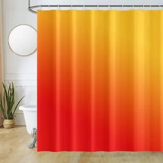 Famanu Duschvorhang Farbverlauf Orange-Gelb - Wasserfest und Schimmelresistent, 180x180 cm