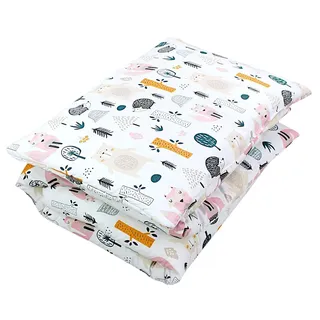 TupTam Kinder Gemusterte Bettdecken Set Ganzjahresdecke Bettdecke Kopfkissen Flachkissen 2tlg., Farbe: Wald/Beige, Größe: 135x100 cm