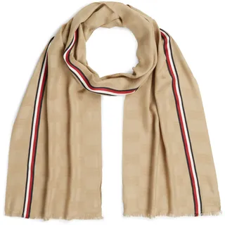 Modeschal TOMMY HILFIGER "TH FLAG LIGHTWEIGHT SCARF", Damen, classic stone, Web, Baumwollmischung, Modetücher