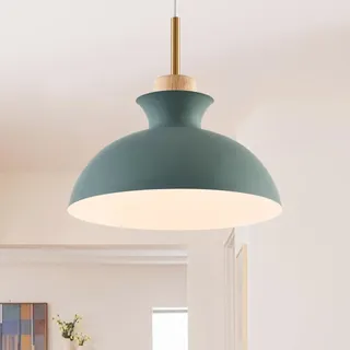 Parrot Uncle Pendelleuchte 28 Cm, Retro Hängelampe Aus Metall Und Holz, Grüne E27 Pendellampe Für Esszimmer Küche Wohnzimmer, Skandi Design