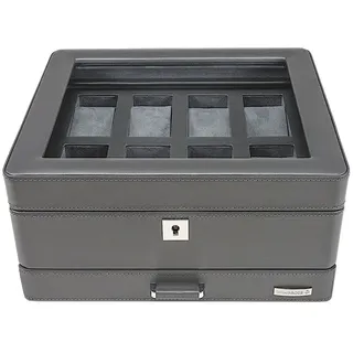 WINDROSE Schmuckkoffer Watch Box, aus echtem Leder grau