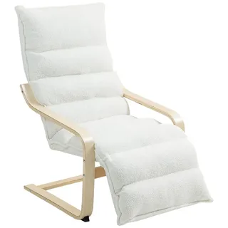 Homcom Relaxsessel Loungesessel Polyester 67 x 105 x 114 cm Weiß mit verstellbarem Fußteil