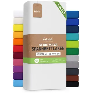 LAVEA Spannbettlaken Baumwolle-Jersey 60 x 130 - 70 x 140 cm weiß 1 St.
