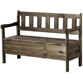 Parkbank mit Stauraum Holzbank Gartenbank Sitzbank 120 cm Braun Neu Modern